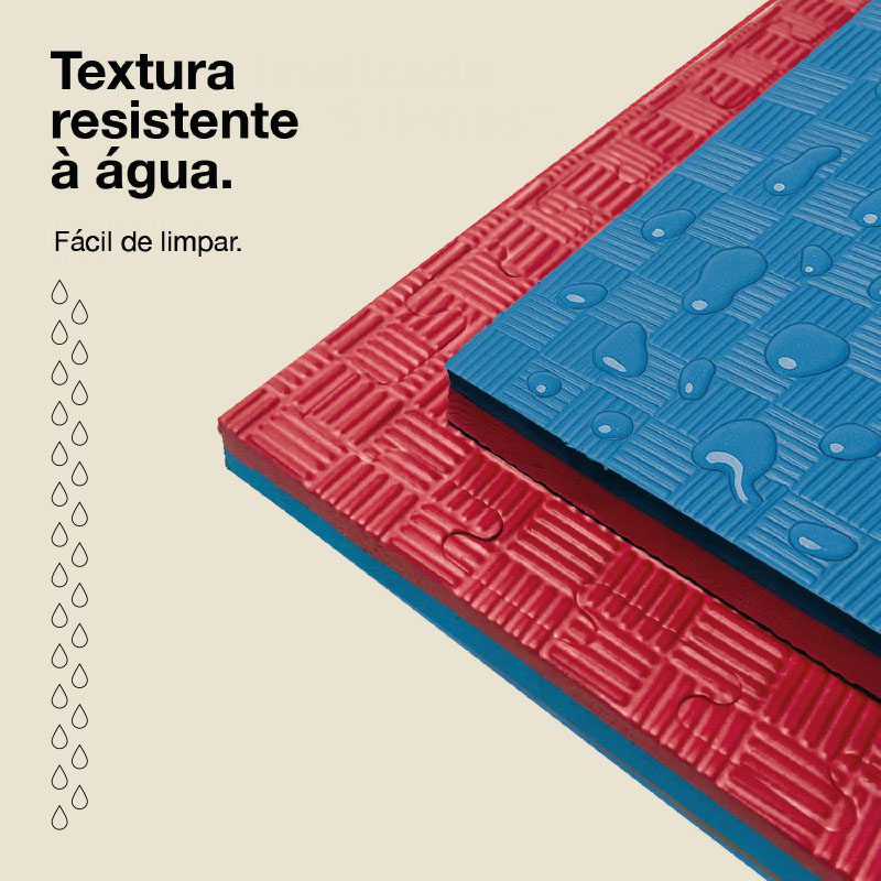 Tatami Puzzle 3cm 100x100cm - Superficie Antideslizante F, reversible Azul/Rojo | Resistencia al Agua