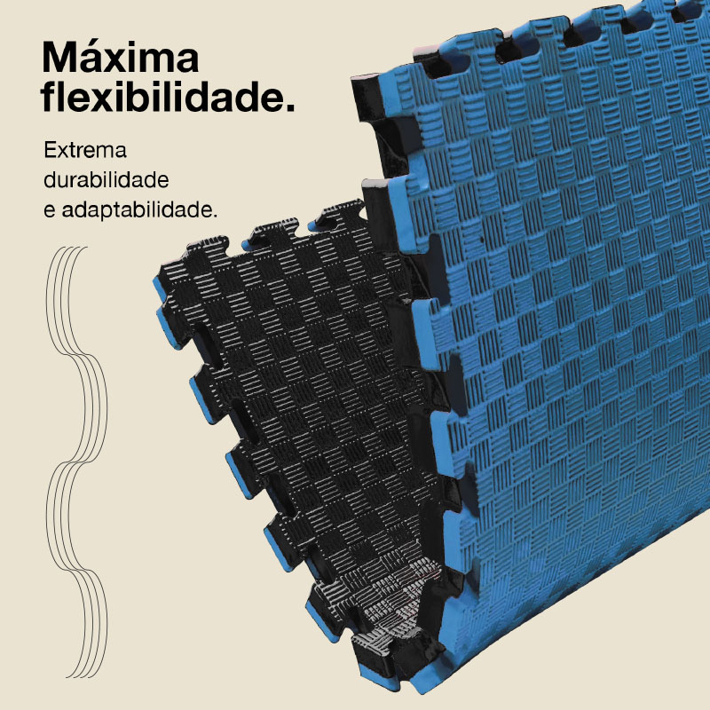 Puzzle Tatami 4cm 100x100cm - Superfície antiderrapante F, reversível Azul/Preto | Flexibilidade máxima