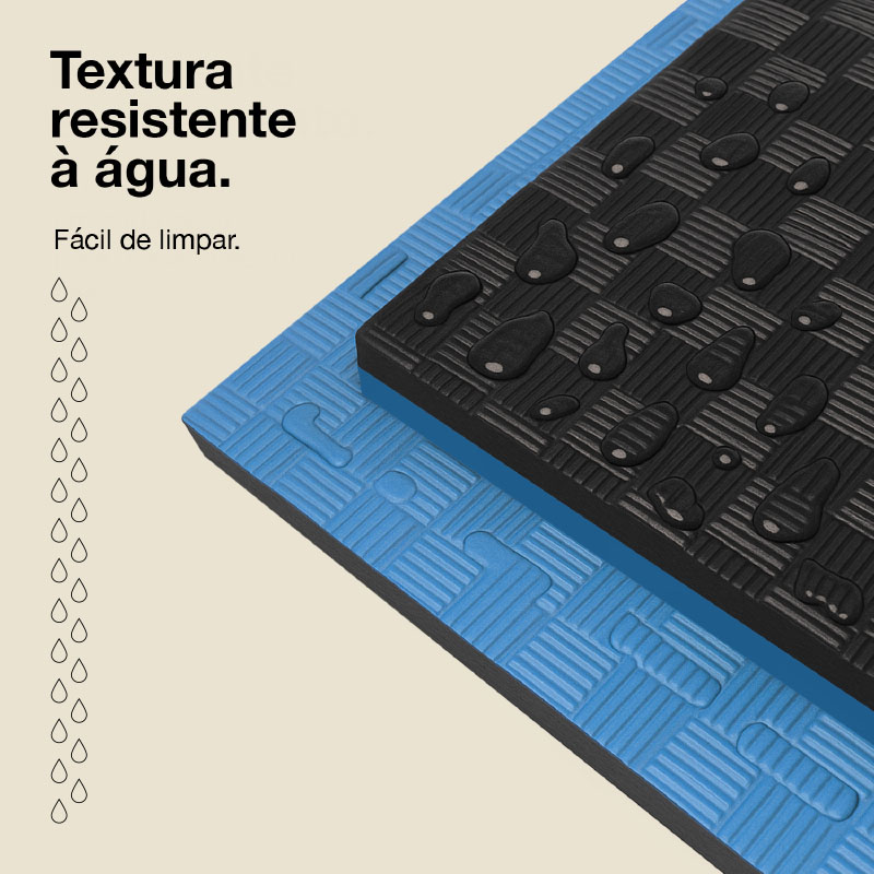 Puzzle Tatami 4cm 100x100cm - Superfície antiderrapante F, reversível Azul/Preto | Resistente à água