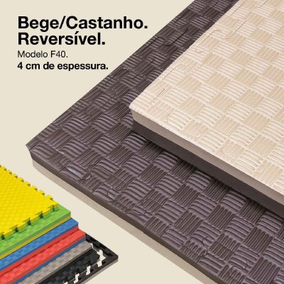 Puzzle Tatami 4cm 100x100cm - Superfície antiderrapante F, reversível Castanho/Bege | Cor reversível