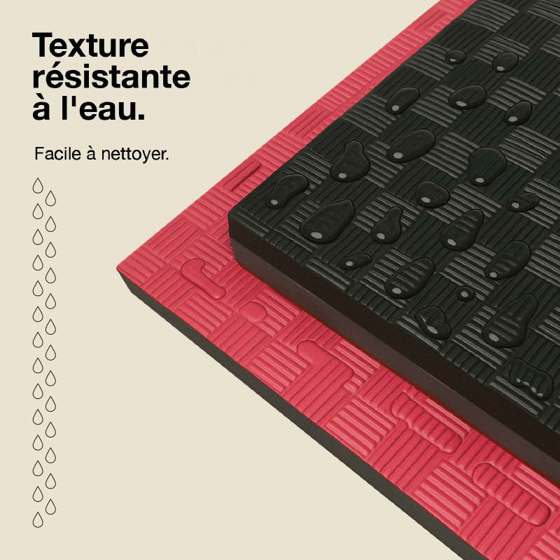 Tatami Puzzle 2,5cm 100x100cm Densité supérieure - Surface antidérapante F, réversible Noir/Rouge | Résistant à l'eau