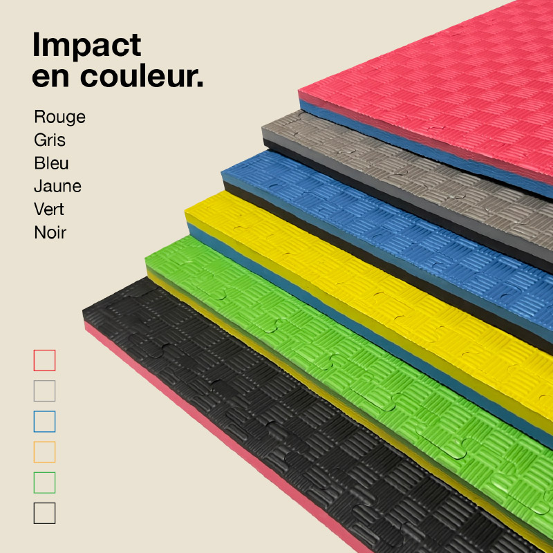 Tatami Puzzle 2,5cm 100x100cm - Surface antidérapante F, réversible Jaune/Vert | Variations de couleurs