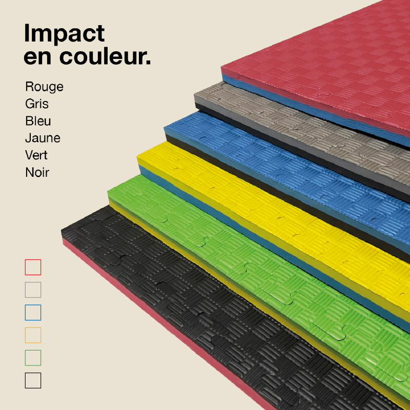Tatami Puzzle 2,5cm 100x100cm - Surface antidérapante F, réversible Noir/Rouge | Variantes de couleurs