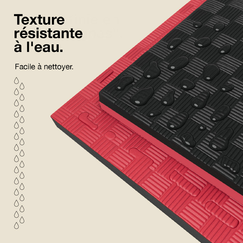 Tatami Puzzle 2,5cm 100x100cm - Surface antidérapante F, réversible Noir/Rouge | Résistance à l'eau