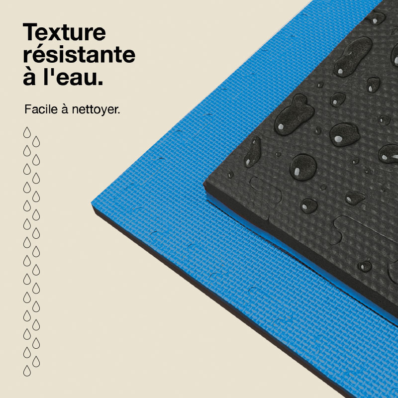 Tatami Puzzle 2,5cm 100x100cm - Surface antidérapante T, réversible Bleu/Noir | Résistance à l'eau