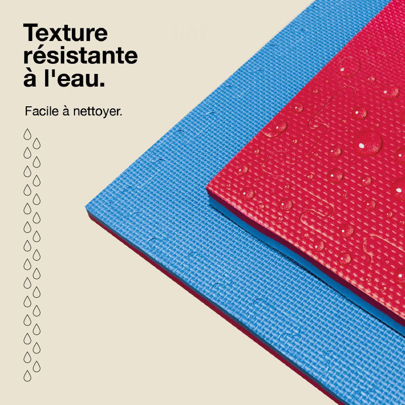 Tatami Puzzle 2,5cm 100x100cm - Surface antidérapante T, réversible Bleu/Rouge | Résistance à l'eau