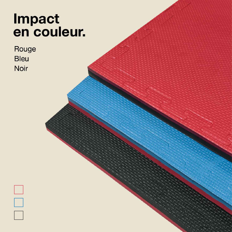 Tatami Puzzle 2,5cm 100x100cm - Surface antidérapante T, réversible Noir/Rouge | Variantes de couleurs