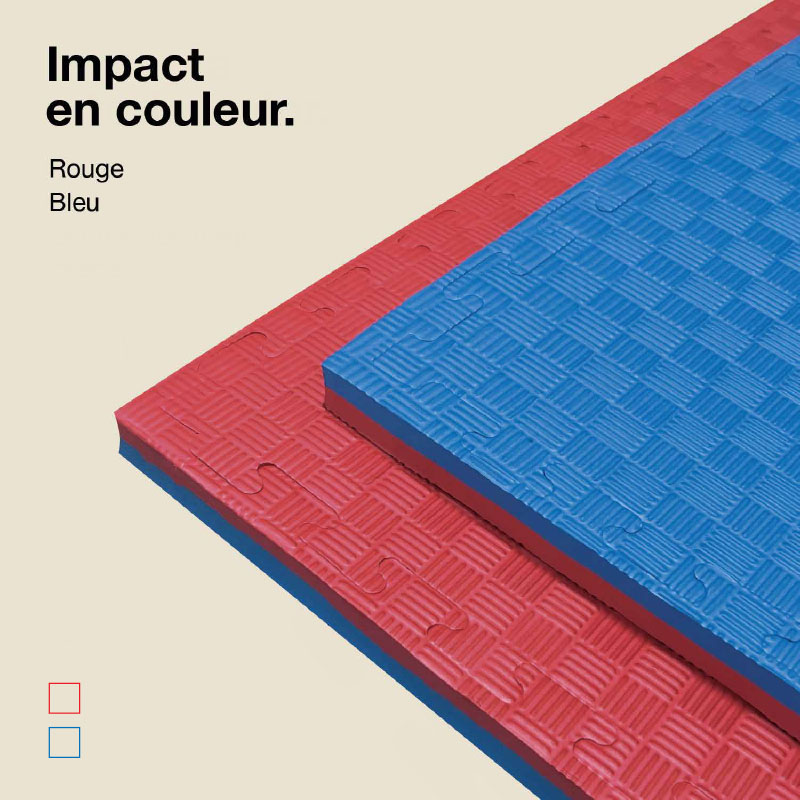 Tatami Puzzle 3cm 100x100cm - Superficie Antideslizante F, reversible Azul/Rojo | Colores Disponibles