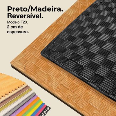 Tatami Puzzle 2cm 100x100cm - Superficie Antideslizante F, reversible Efecto Madera | Color Reversible | Color Reversible