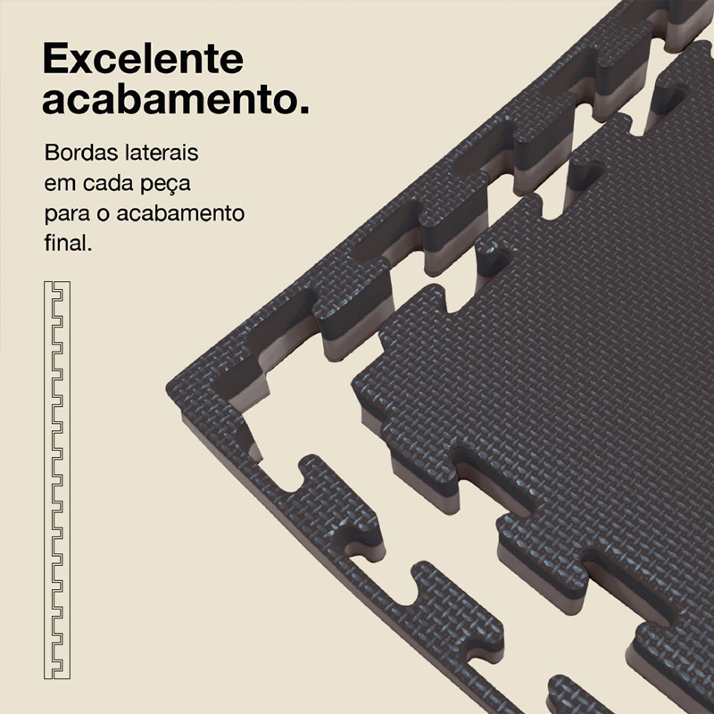 Tatami Puzzle 4cm 100x100cm - Superficie Antideslizante T, reversible Gris/Negro | Bordes Laterales