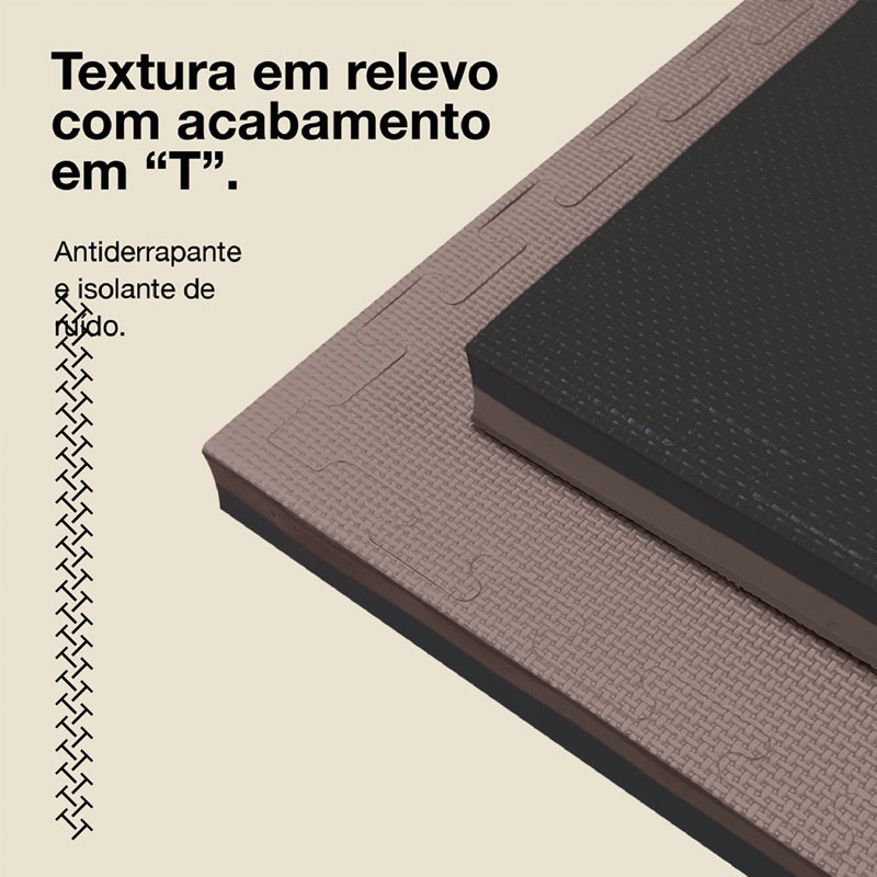 Tatami Puzzle 4cm 100x100cm - Superficie Antideslizante T, reversible Gris/Negro | Textura Antideslizante