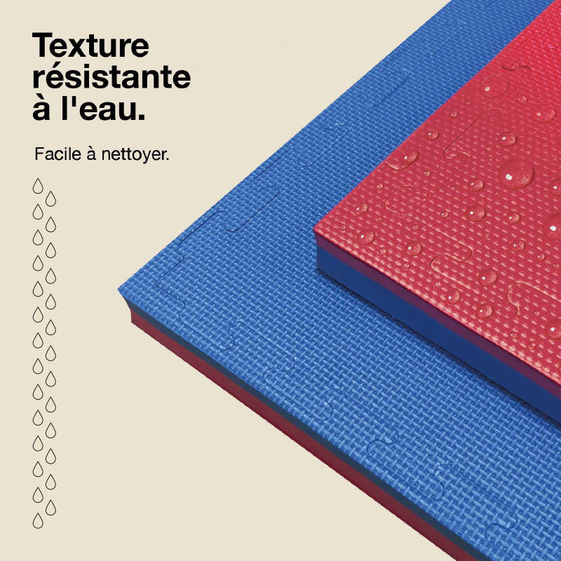 Tatami Puzzle 4cm 100x100cm - Surface antidérapante T, réversible Bleu/Rouge | Résistance à l'eau