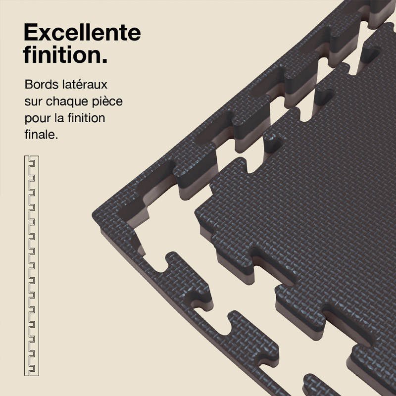 Tatami Puzzle 4cm 100x100cm - Superficie Antideslizante T, reversible Gris/Negro | Bordes Laterales