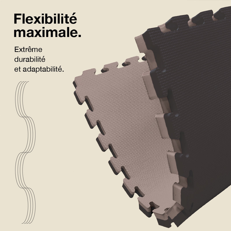 Tatami Puzzle 4cm 100x100cm - Superficie Antideslizante T, reversible Gris/Negro | Máxima Flexibilidad