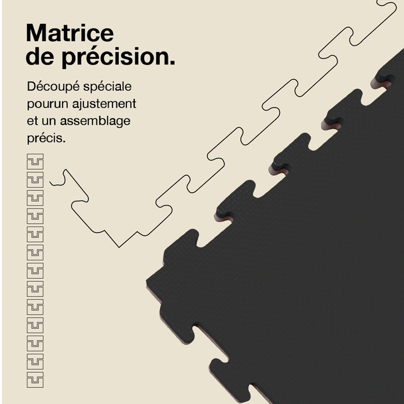 Tatami Puzzle 4cm 100x100cm - Superficie Antideslizante T, reversible Gris/Negro | Troquel Precisión