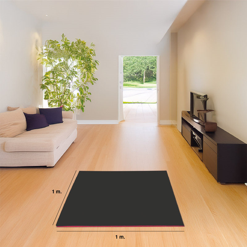 Tatami Puzzle 4cm 100x100cm - Superficie Antideslizante T, reversible Negro/Rojo | Medidas