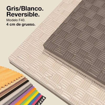 Tatami Puzzle 4cm 100x100cm - Anti-Slip Surface F, reversible Grey/White