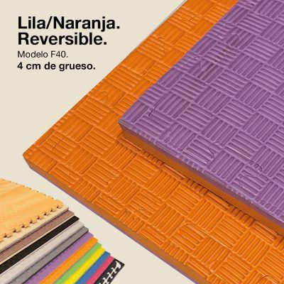 Tatami Puzzle 4cm 100x100cm - Anti-Slip Surface F, reversible Lilac/Orange